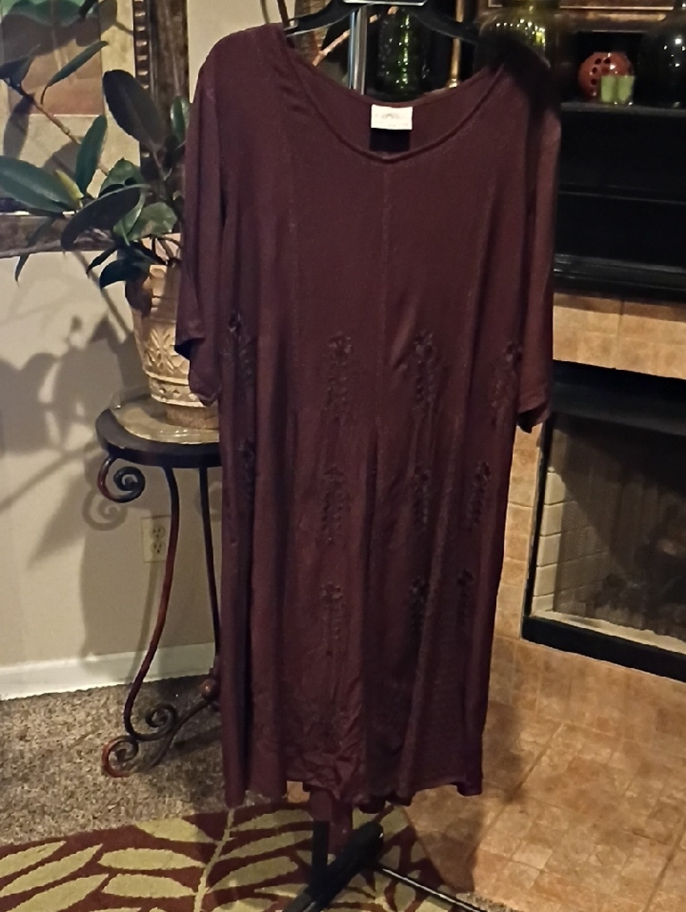 FINAL PRICE Holy Clothing Chocolate Embroidered Round Neck Dress - Picture 2 of 15
